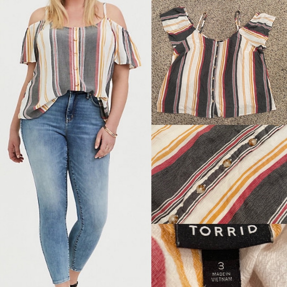 Torrid cold shoulder, button down blouse